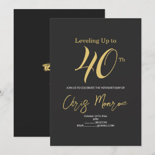 Invitation d'anniversaire moderne Faux Gold et noi