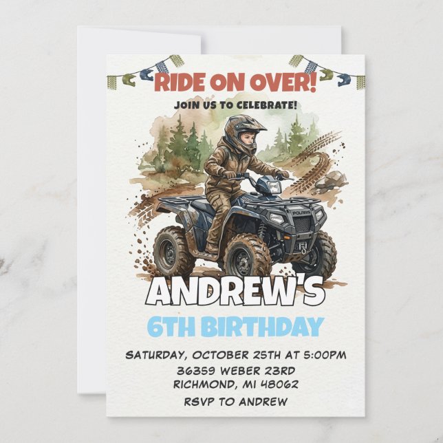Invitation d'anniversaire moderne pour véhicule to (Devant)