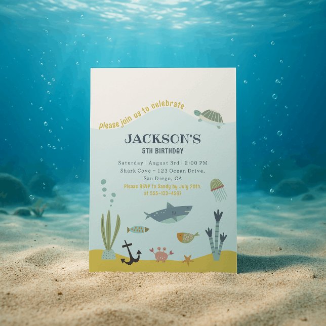 Invitation d'anniversaire mondiale sous-marine pou (Créateur téléchargé)