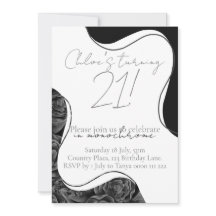 Invitation d'anniversaire monochrome - noir et bla
