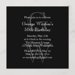 Invitation d'anniversaire monographique moderne (n