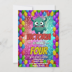 Invitation d'anniversaire Monster pour enfants