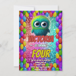 Invitation d'anniversaire Monster pour enfants