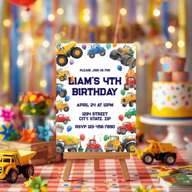 Invitation d'anniversaire Monster Truck Aquarelle  (Créateur téléchargé)
