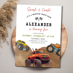 Invitation d'anniversaire Monster Truck, Écraser e