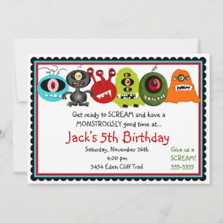 Invitation d'anniversaire Monsters