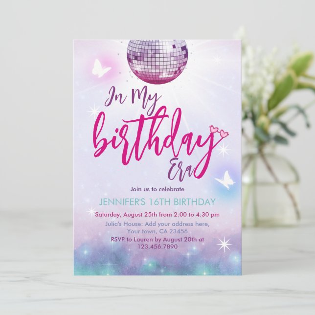 Invitation d'anniversaire Musique Violette & Bleue (Debout devant)