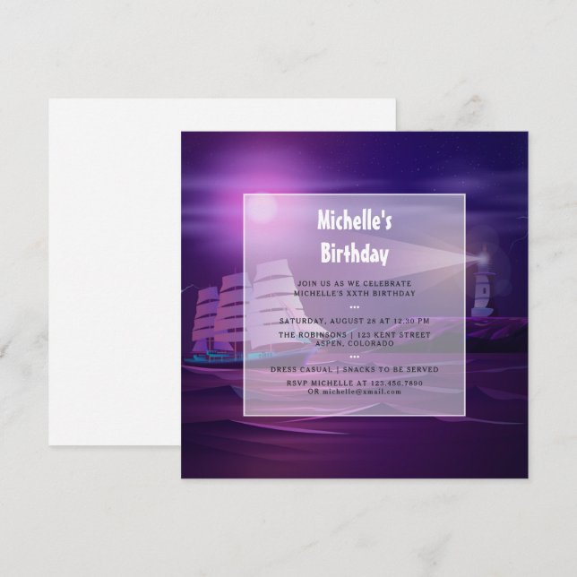 Invitation d'anniversaire nautique (Devant / Derrière)