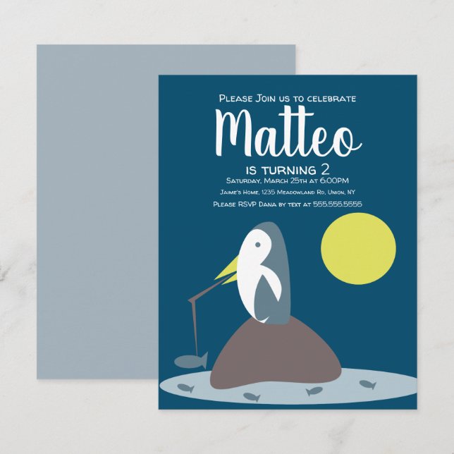 Invitation d'anniversaire nautique de pêche au pin (Devant / Derrière)