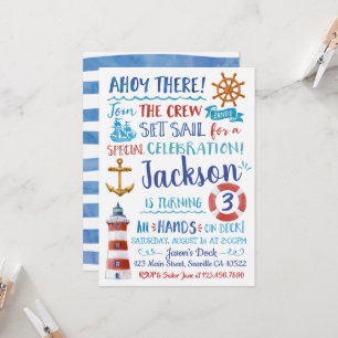 Invitation d'anniversaire nautique Watercolor