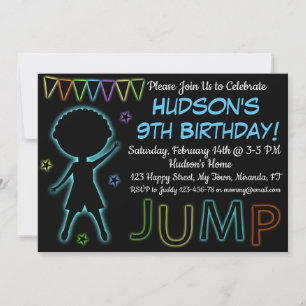 Invitation d'anniversaire Neon Jump