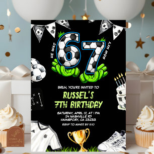 Invitation d'anniversaire Neon Soccer 67