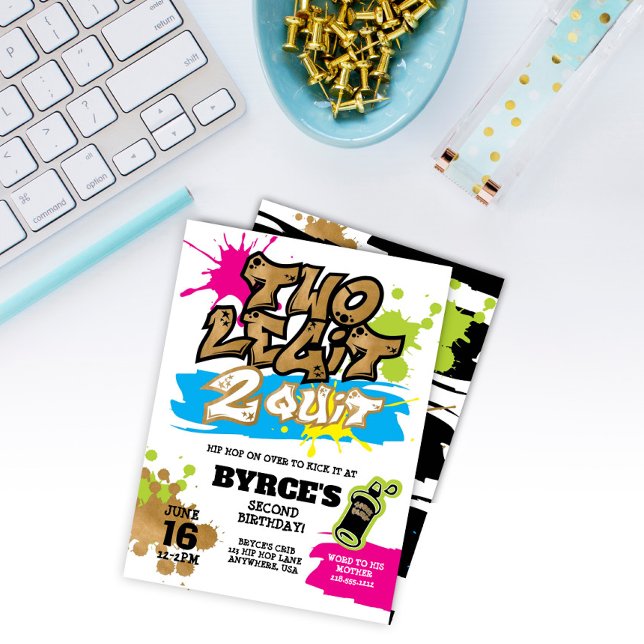 Invitation d'anniversaire Neon Two Legit to Quit 2 (Créateur téléchargé)