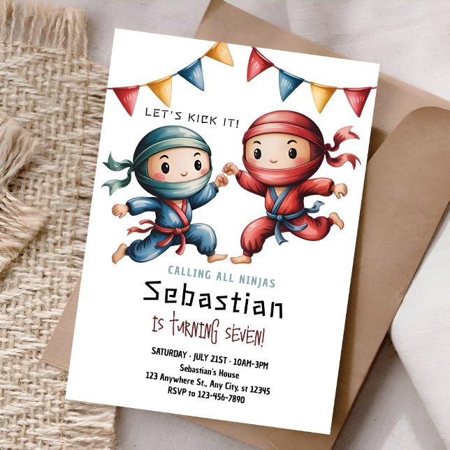 Invitation d'anniversaire Ninja commune | Fête de  (Créateur téléchargé)