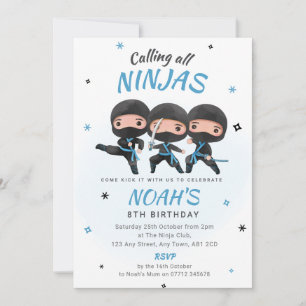 Invitation d'anniversaire Ninja - Fête de karaté b