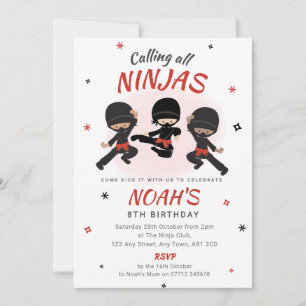 Invitation d'anniversaire Ninja - Fête de karaté r