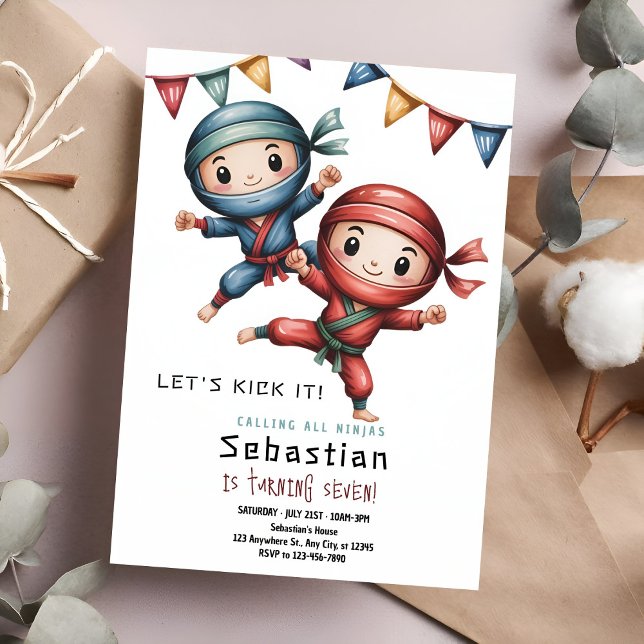 Invitation d'anniversaire Ninja Karaté  (Créateur téléchargé)