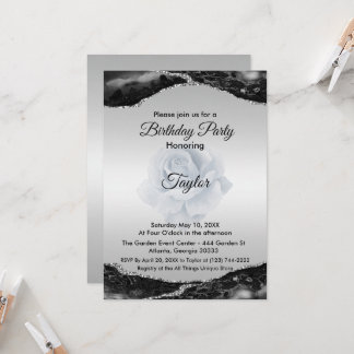 Invitation d'anniversaire noir et argent