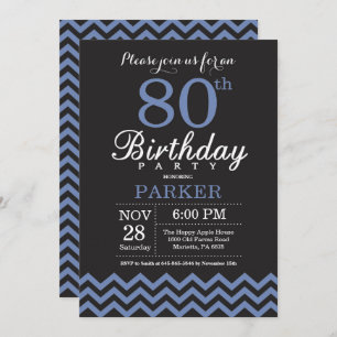 Invitation d'anniversaire Noir et Bleu