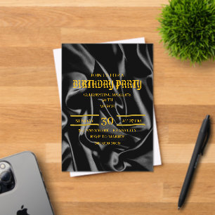 Invitation d'anniversaire noir et or, 30 ans Ev