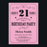 Invitation d'anniversaire Noir et rose<br><div class="desc">21e Invitation Anniversaire Typographie Noire et Rose. Arrière - plan noir et rose. Anniversaire adulte. Hommes ou femmes, anniversaire. Enfants Garçon ou fille Ado Anniversaire adolescente Invitation . 13e 15e 16e 18e 20e 21e 30e 40e 50e 60e 70e 80e 90e 100e. N'Importe Quel Âge. Pour plus de personnalisation, cliquez sur...</div>
