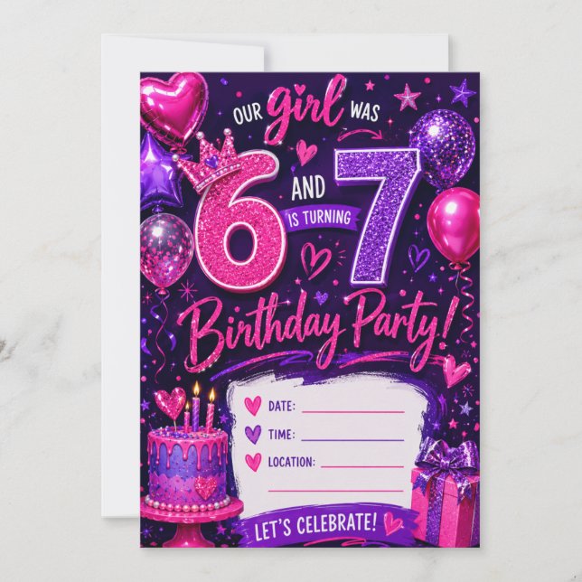 Invitation d'anniversaire Notre Fille avait 6 ans  (Devant)