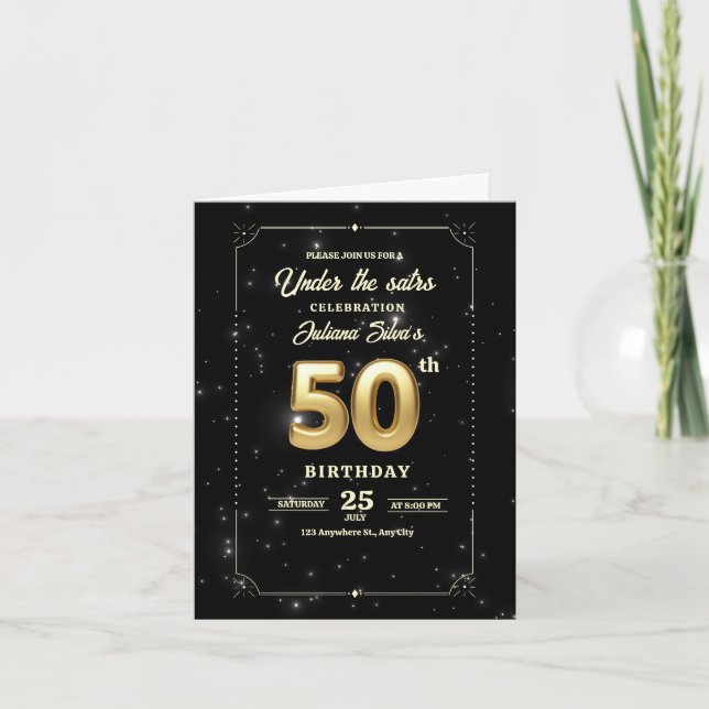 Invitation d'anniversaire Nuit étoilée, 50e annive (Devant)