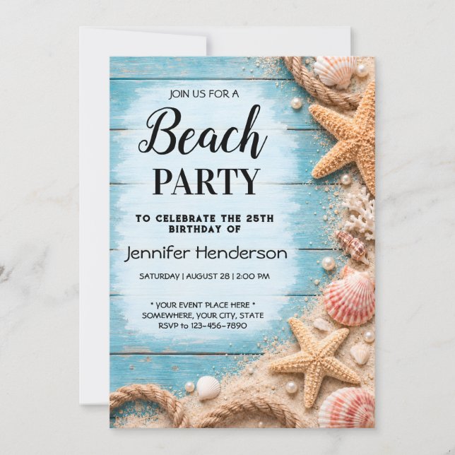 Invitation d'anniversaire Ocean Beach (Devant)