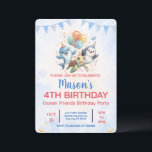 Invitation d'anniversaire Ocean Friends<br><div class="desc">Cette joyeuse invitation à l'anniversaire des petits présente des dauphins et des amis souriants des tortues. Un design sous-marin convivial qui conviendra parfaitement aux jeunes enfants qui aiment les créatures marines ludiques.</div>