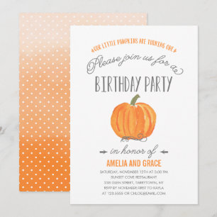 Invitation d'anniversaire Ombre TWINS, Citrouille