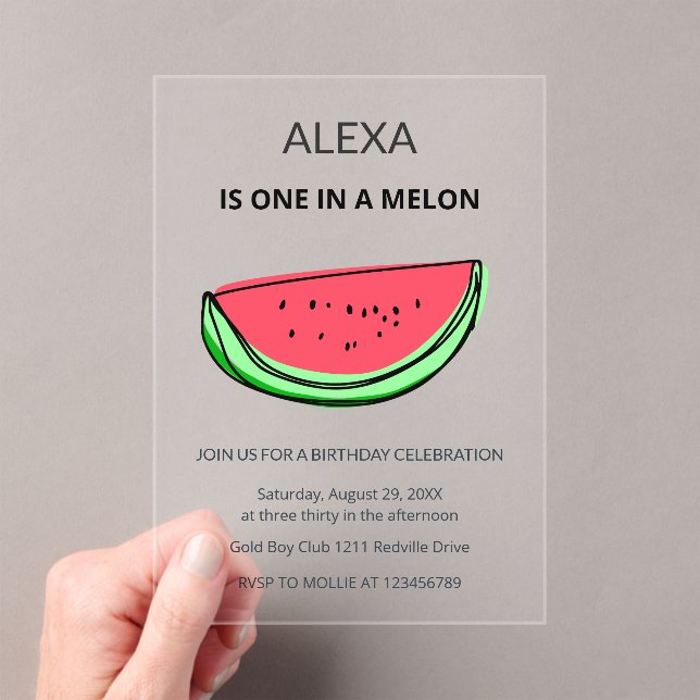 Invitation d'anniversaire One in a Melon 1ère anné (In situ (ordinateur de poche))