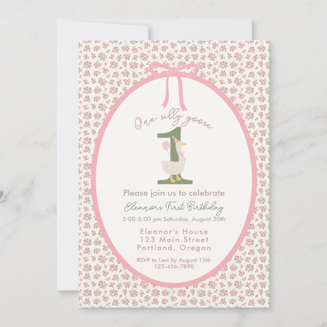 Invitation d'anniversaire "One Silly Goose" (Devant)