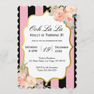 Invitation d'anniversaire Ooh La La Parisian Pink