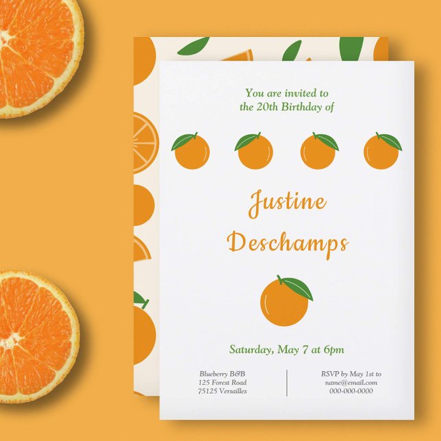 Invitation d'anniversaire orange (Orange Birthday Invitation)