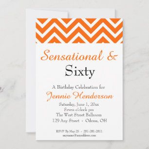 Invitation d'anniversaire Orange et White Chevron