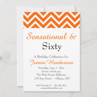 Invitation d'anniversaire Orange et White Chevron