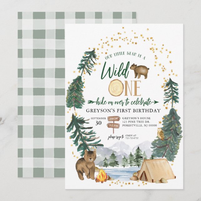 Invitation d'anniversaire Our Little Bear is a Wil (Devant / Derrière)