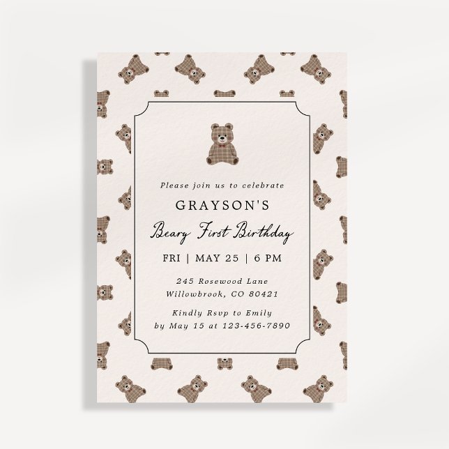 Invitation d'anniversaire ours en peluche de livre (Créateur téléchargé)