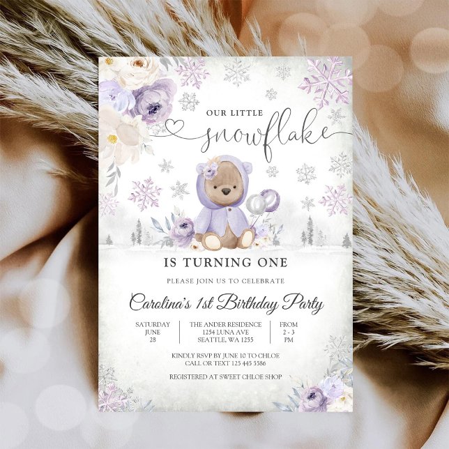Invitation d'anniversaire ours en peluche d'hiver (Créateur téléchargé)