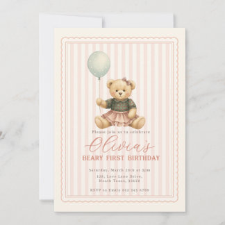 Invitation d'anniversaire Ourson
