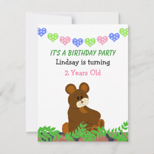 Invitation d'anniversaire Ourson