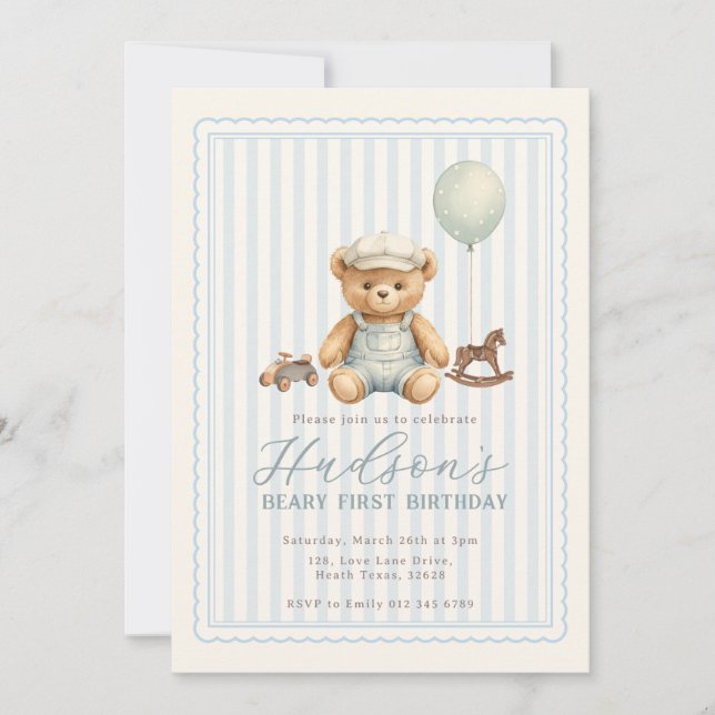 Invitation d'anniversaire Ourson (Devant)