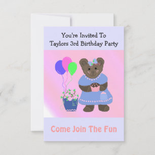 Invitation d'anniversaire Ourson Mignon