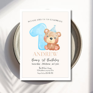 Invitation d'anniversaire Ourson, Ourson minimalis