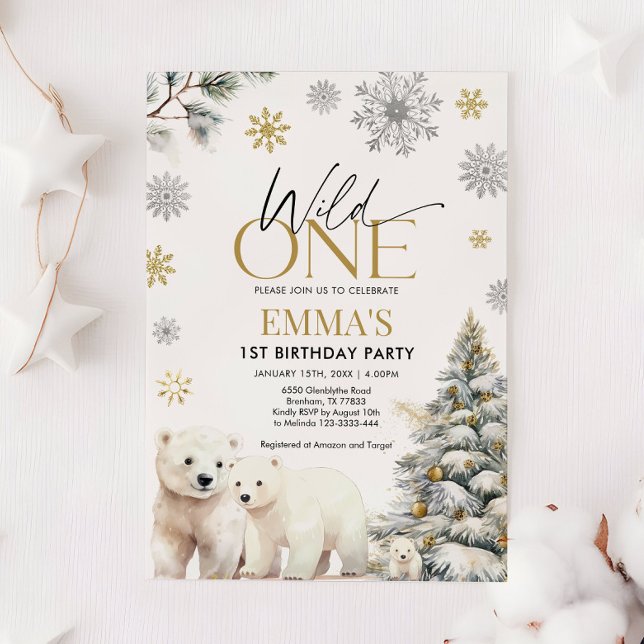 Invitation d'anniversaire Ourson Sauvage, 1er anni (Créateur téléchargé)