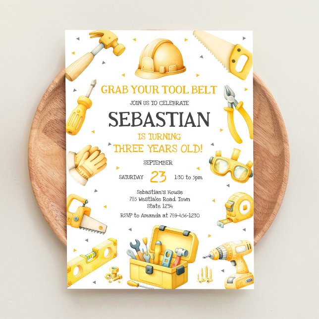 Invitation d'anniversaire Outils de Construction (Créateur téléchargé)