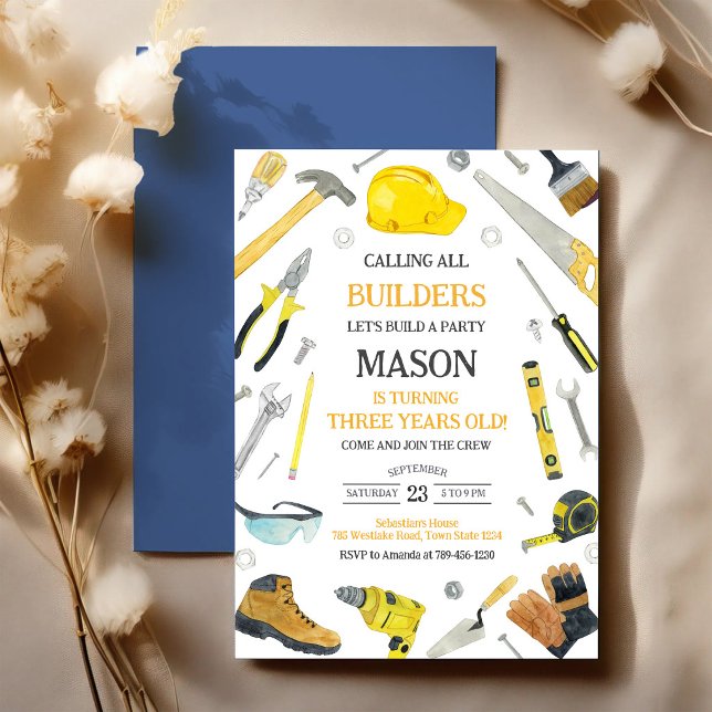 Invitation d'anniversaire Outils de Construction T (Créateur téléchargé)
