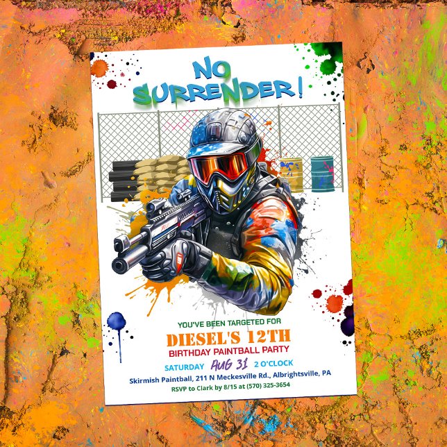 Invitation d'anniversaire Paintball (Créateur téléchargé)