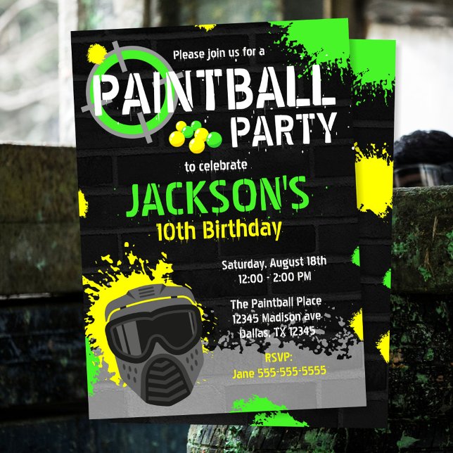 Invitation d'anniversaire Paintball Party Tache de (Créateur téléchargé)