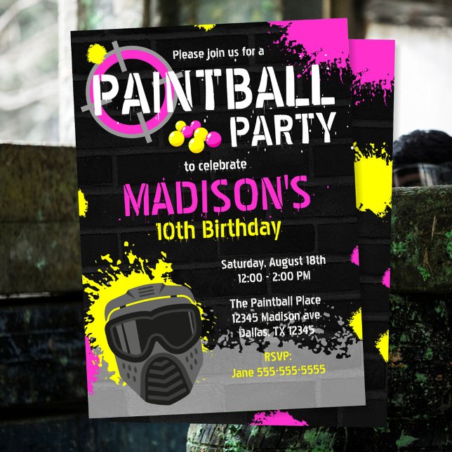 Invitation d'anniversaire Paintball Party Tache de (Créateur téléchargé)
